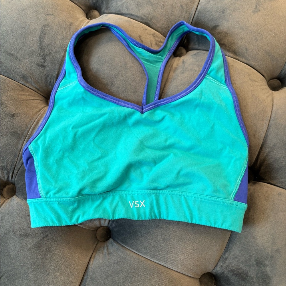 VSX Sport The Player Racerback Sport Bra Teal and Royal Blue Used XS